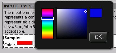 HTML5 Color form field, Blackberry