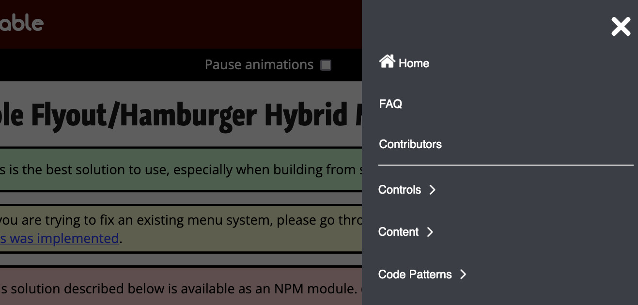 Accessible Flyout/Hamburger Hybrid Menus The Enable Project