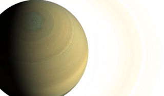 The planet saturn in front of an animated starfield